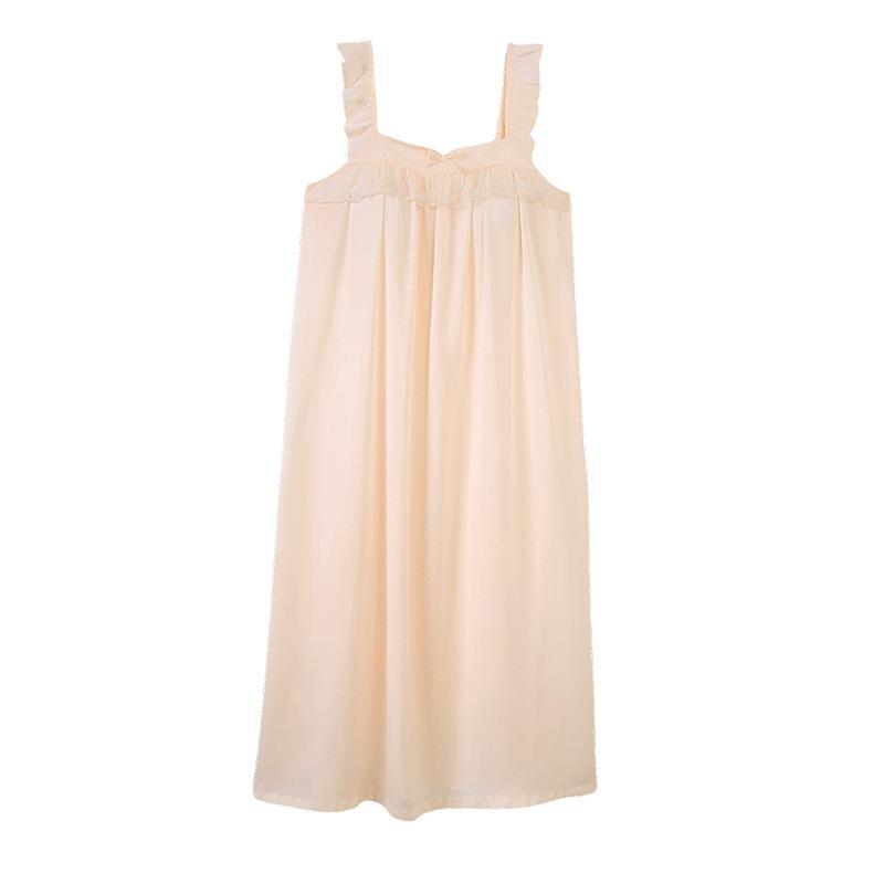 Sexy nightgown for women, summer thin ice silk spaghetti strap extra-long dress, beautiful back, faux silk, high-end dress
