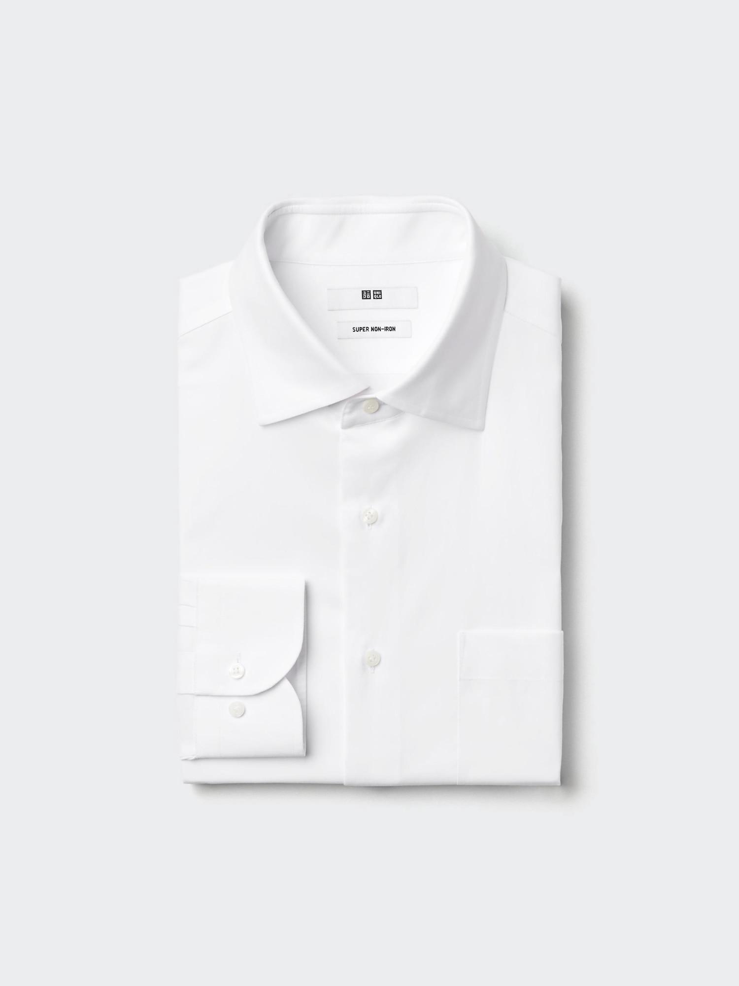 

Рубашка Uniqlo Super Non Iron с длинным рукавом и полушироким воротником 00 WHITE/MEN L