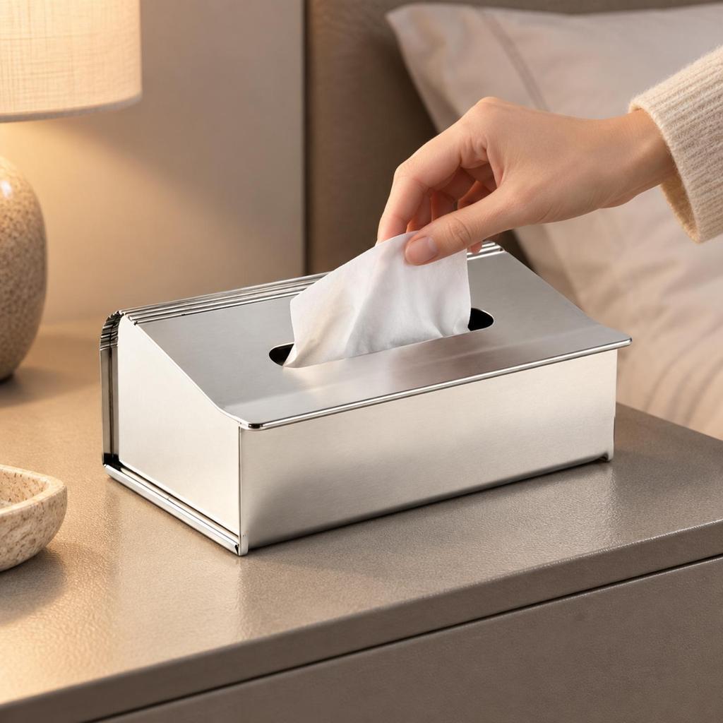 Stainless Steel Tissue Box Holder Sturdy for Bathroom