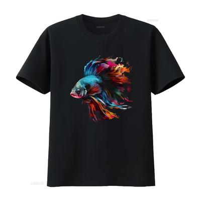 Betta Fish T Shirt Unisex Vintage Washed Streetwear Comfortable Versatile Stylish Breathable Homme Soft Casual Stretched Unisex