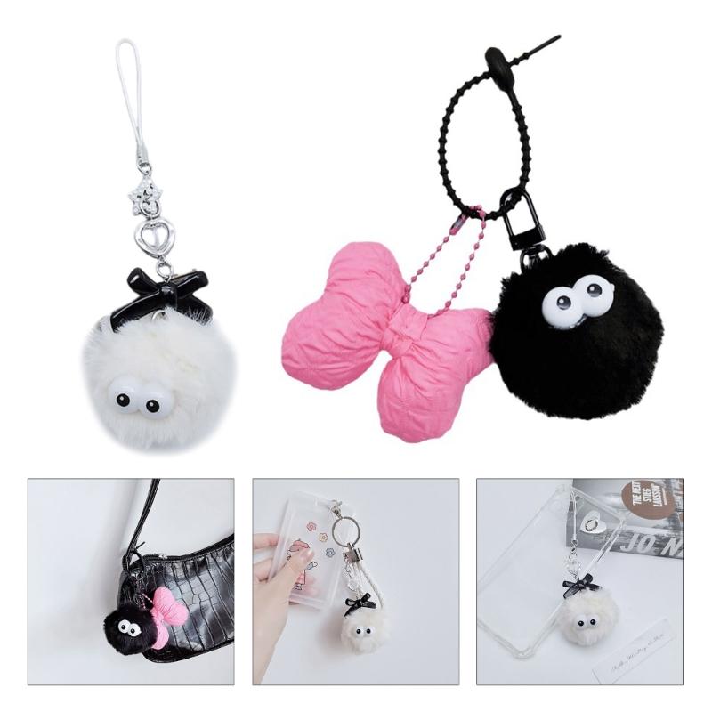 Cartoon Plush Monsters Pendant Phone Straps Lanyard Pocket Keychain Strap Backpack Charm Car Keys Decoration Chain