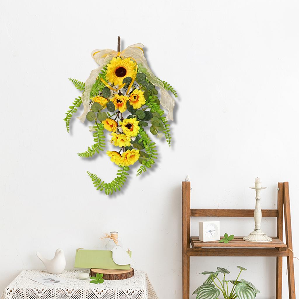 45cm Spring,themed Artificial Sunflower Wall Hanging, Artificial Green Plant Home  Hanging Decoration, Festival Decoration Props