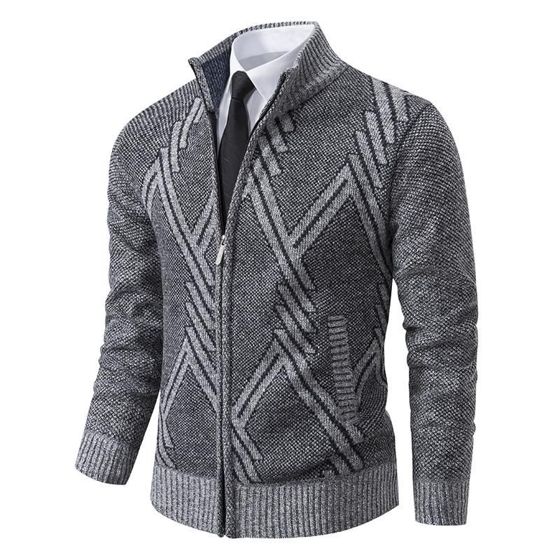 Cárdigan de Punto para Hombre Otoño Invierno Abrigo Suéter Ropa de Hombre Marrón Azul Marca de Lujo Botón Forro Polar Chaquetas de Punto para Hombre