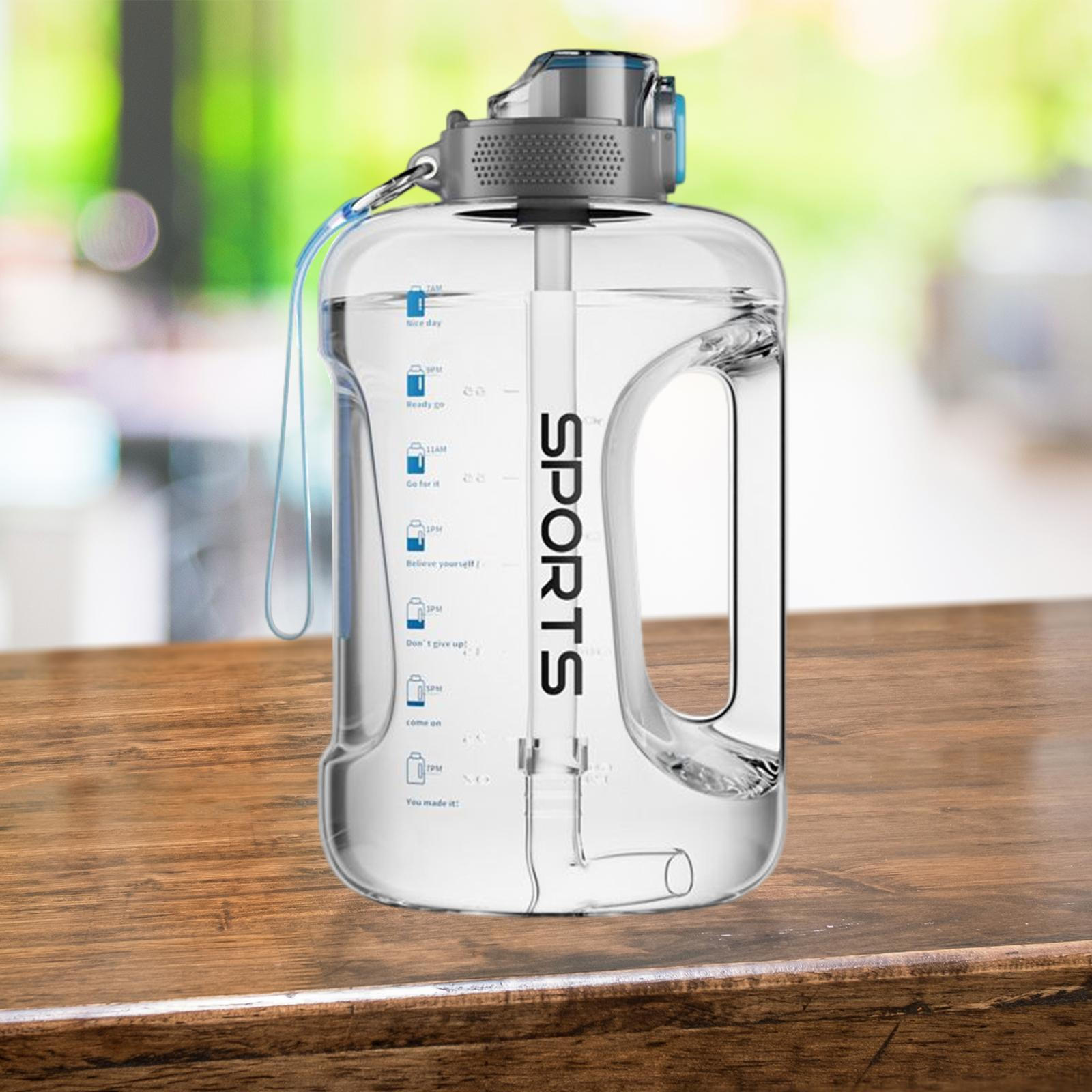 Drinking Cup Water Bottle with Straw Large Capacity Outdoor Wide Mouth Durable Jug clear 2500ml