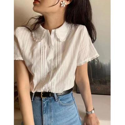 Women's Summer White Short-Sleeve Loose Slim Shirt - Niche Design