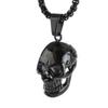 Pendentif Collier Tête de Mort en Acier Inoxydable Punk Rapper Homme Collier Tête de Mort Gothique Personnalisé Cadeau en Acier Inoxydable