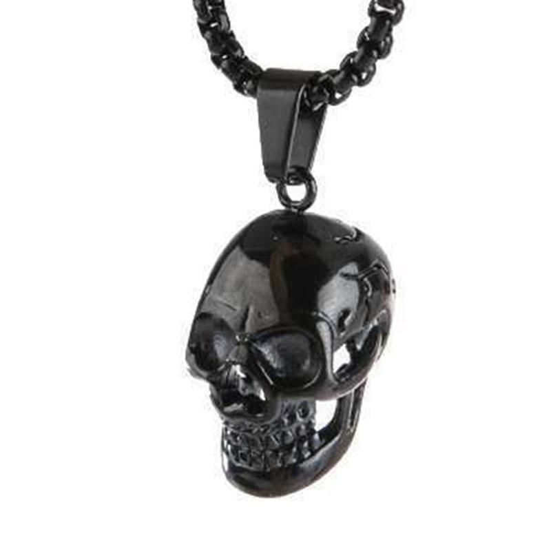 Pendentif Collier Tête de Mort en Acier Inoxydable Punk Rapper Homme Collier Tête de Mort Gothique Personnalisé Cadeau en Acier Inoxydable