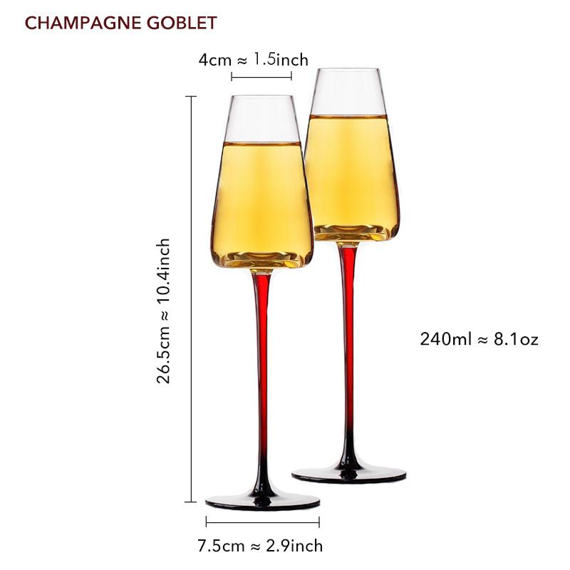 2PCS Red Pulled Stem Crystal Wine Goblet Handmade Personality Red Wine Glass Tasting Cup Home Bar Wedding Party Using