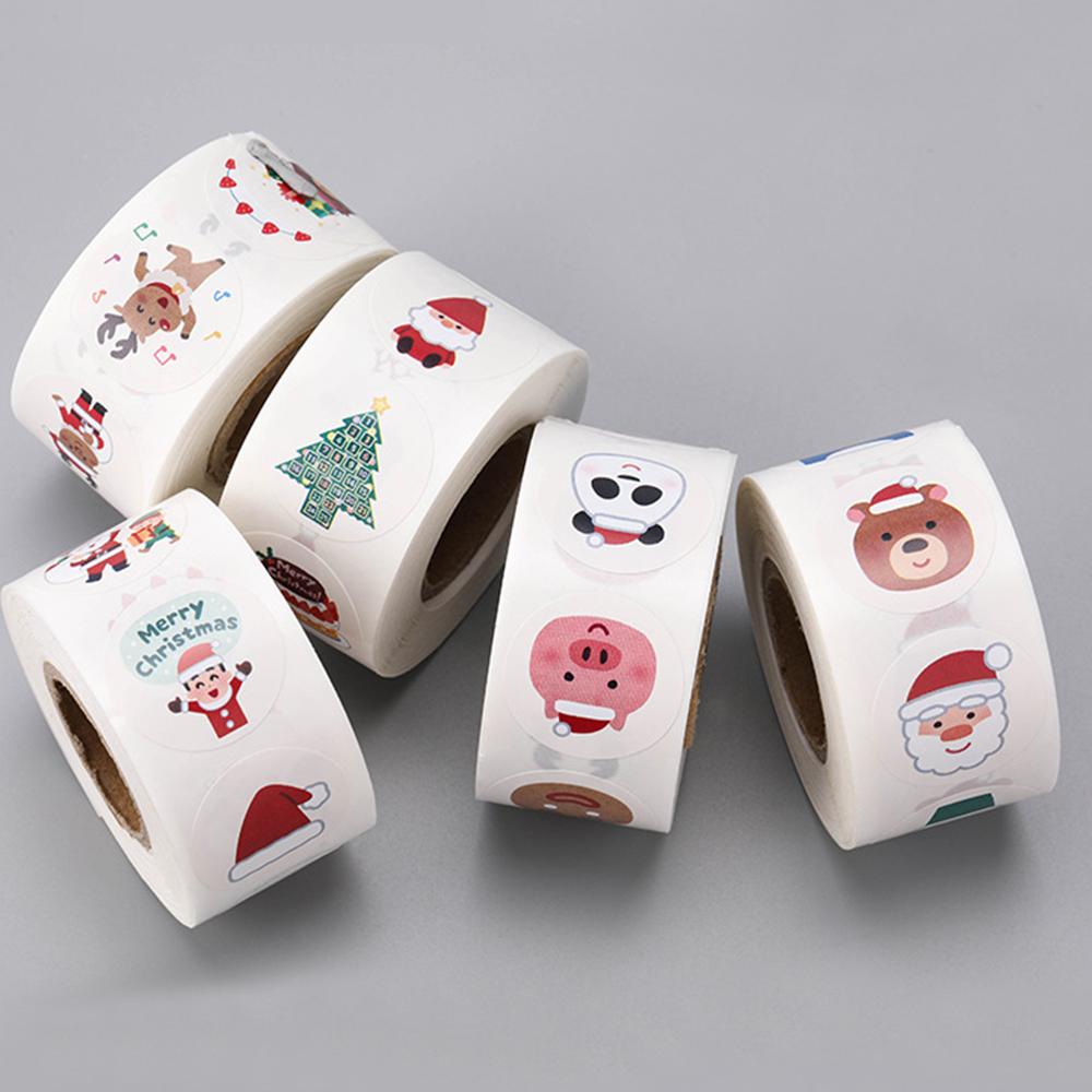 100-500pcs Merry Christmas Snowman Sticker Christmas Party Decor Sticker New Year Gift Box Sealed Baking Cake Tag