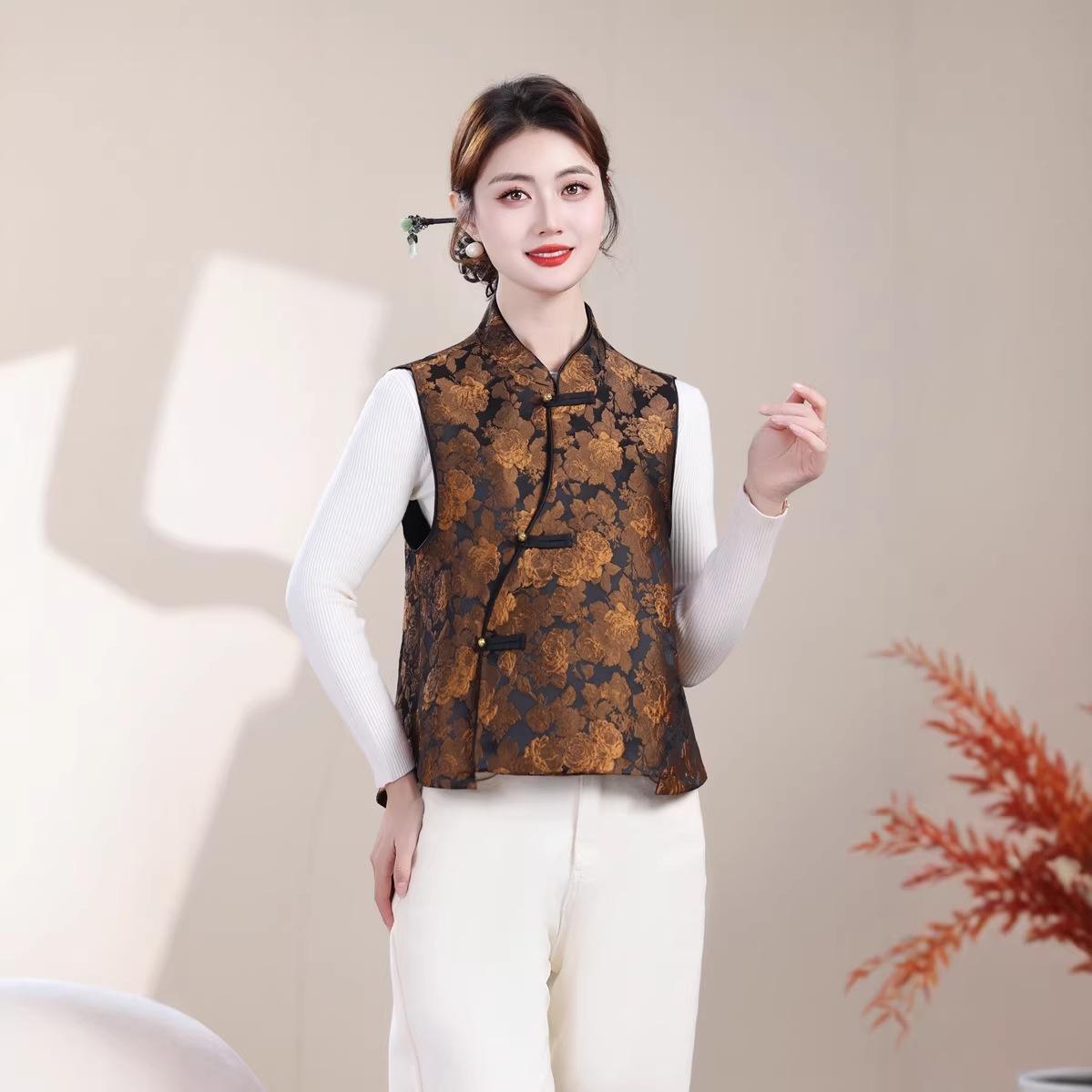 

National Jacquard Vest: 2026 Winter Collection - Retro Chic & Versatile Loose-Fit Top for Women 3XL (for 120-135 jin)