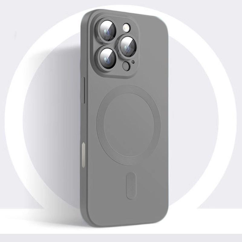 Luxury 16 Black Magsafe Magnetic Case for iPhone 16 15 14 13 12 11 Pro Max Plus Soft Silicone Matte Antiskid Lens Protect Cover