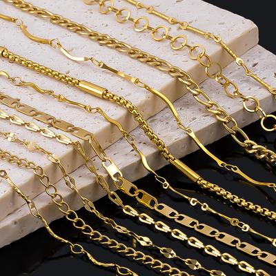 No Fade 1M 2Meter Stainless Steel Gold Plated Lips Chains DIY Chain for Needlework Necklace Bracelet Jewelry Making Accessories