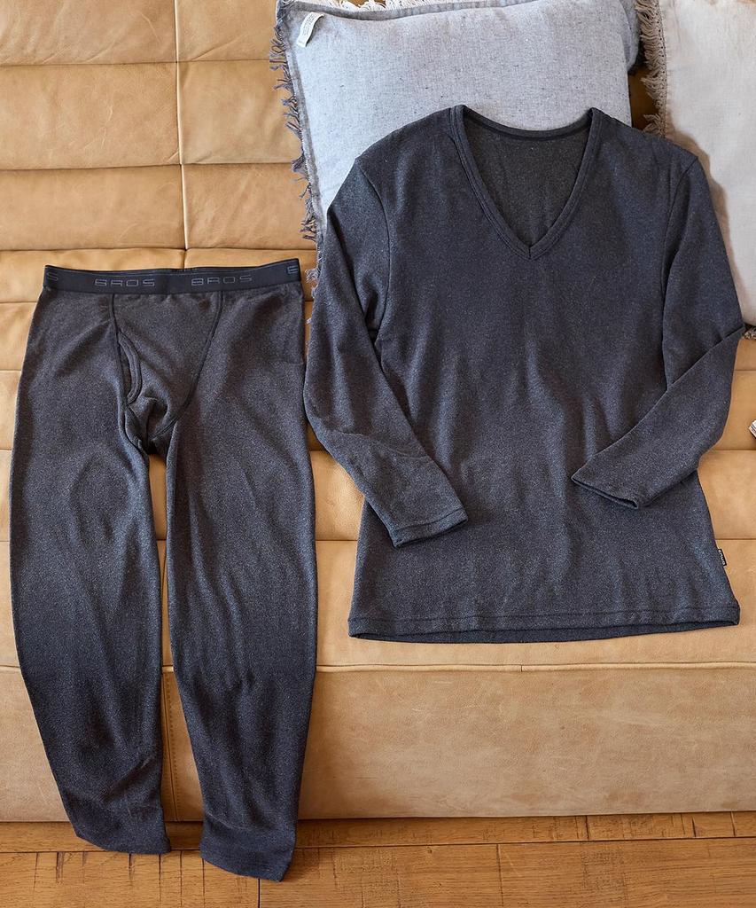 BROS by Wacoal Ex and and Body Features Stretch Deep and Size Men's Heat-Generating Innerwear, Moisture-Wicking, Heat-Retaining, Odor-Removing (Sweat