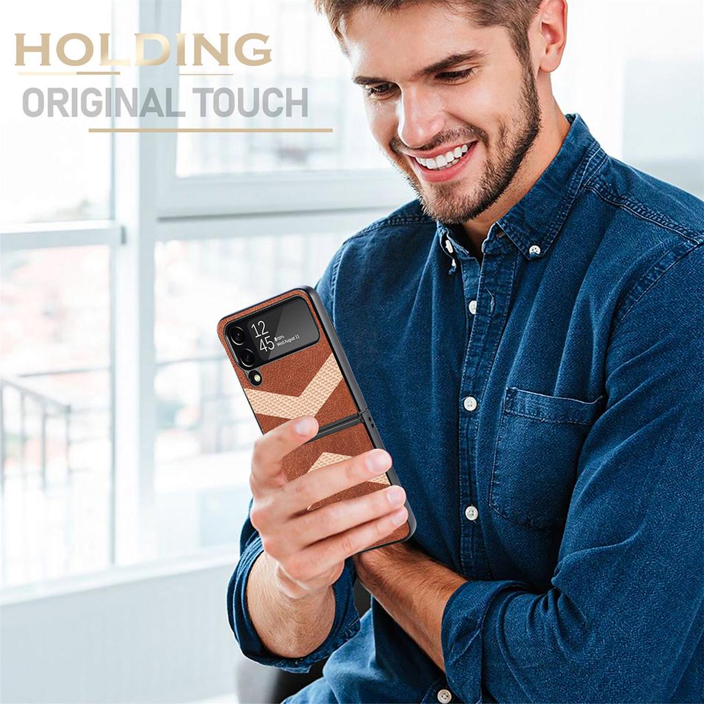 Hybride Farbe Leder Schutz Faltetui Für Samsung Galaxy Z Flip 4 5g Flip4 Anti-Drop Mattes Gefühl Zflip4 Funda