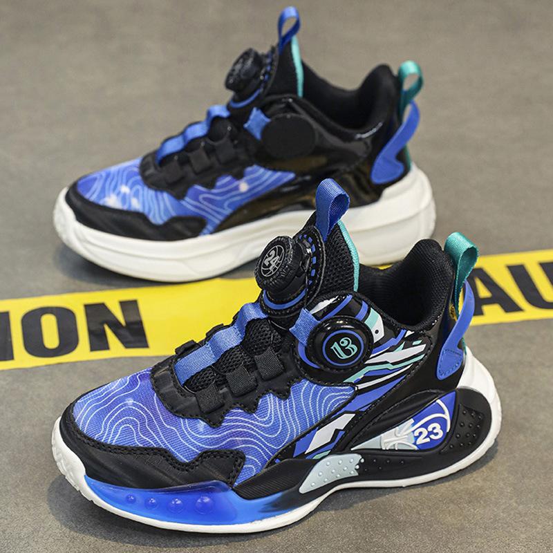 Boys Shoes Autumn and Winter 2025 New Children's Velvet Sports Basketball Shoes Medium and Older Boys Non-slip Warm Two Cotton Shoes