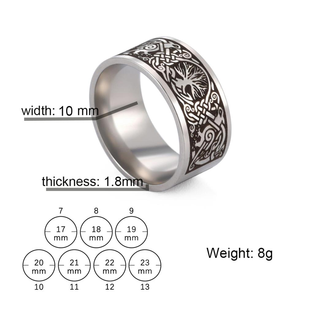 Punk Baum des Lebens Ring Edelstahl Vintage Wikinger Keltisches Knotenmuster Schmuck für Damen Herren Gothic Party Geschenk