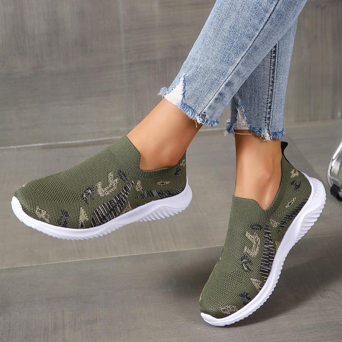 

Foreign trade large size women s shoes 2025 spring new flying woven slope heel mesh casual sports shoes women 43 армия зеленый