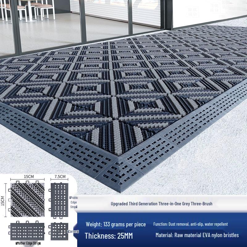 Three-in-One Anti-Slip Entrance Mat for Hotels and Malls