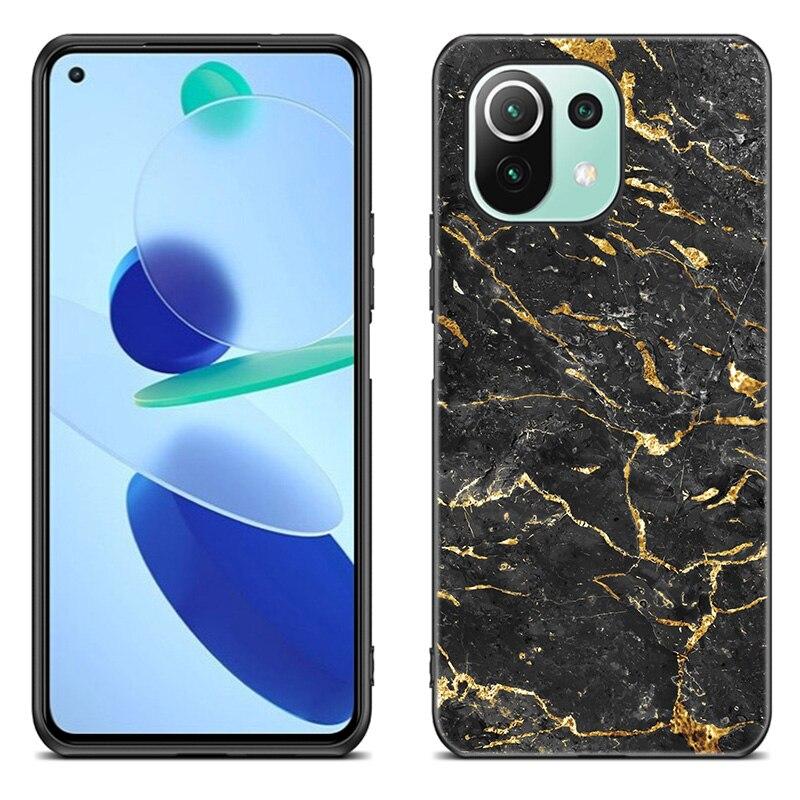 Black and White Marble Case For Xiaomi Mi 11 Lite NE 11i 10T 11T Pro A2 A3 Lite POCO F3 M3 M4 C31 X3 Pro NFC GT Black Soft Cover