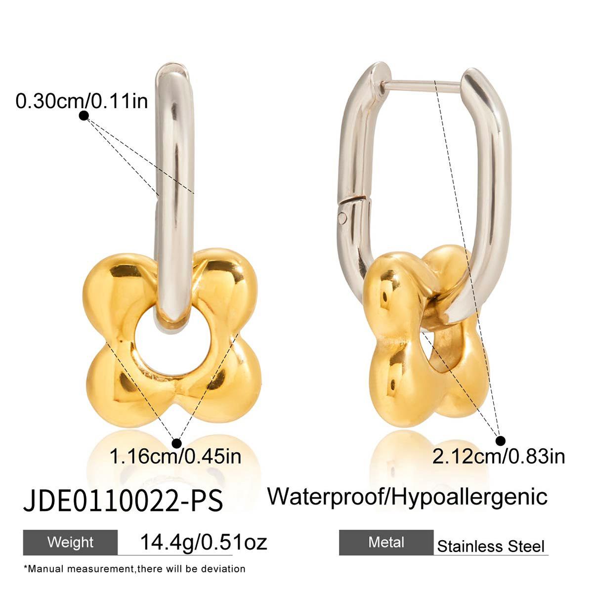 Light luxury high-end color matching double ring flower earrings jewelry
