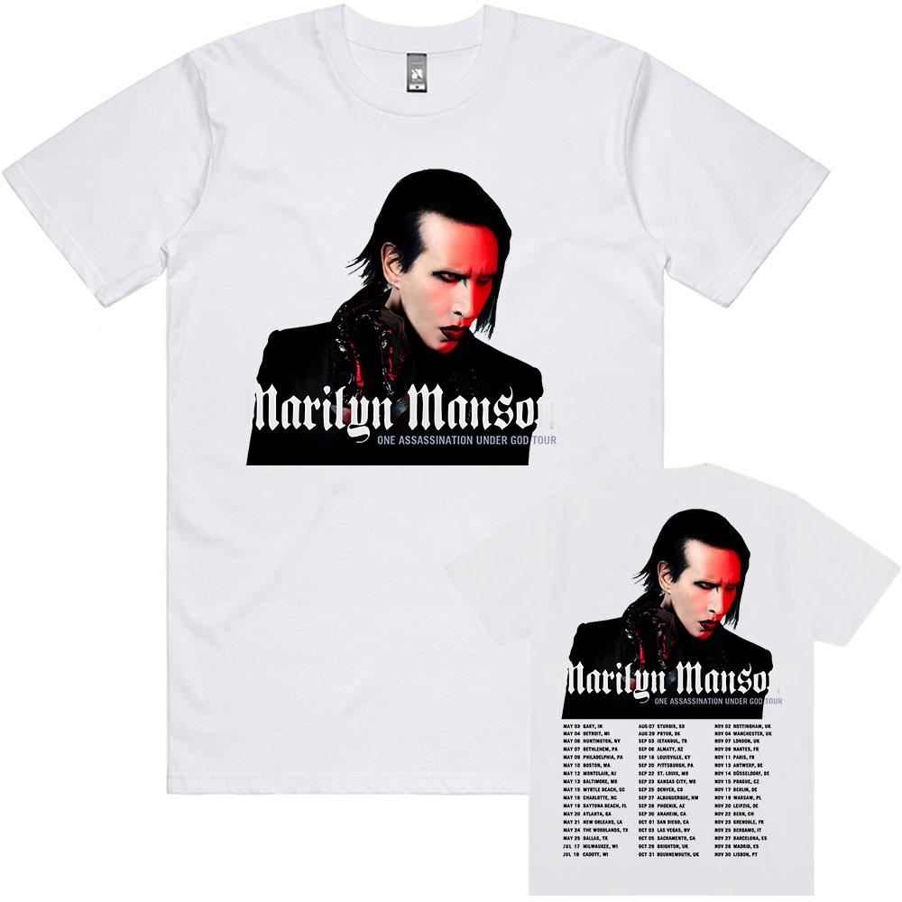 ONE ASSASSINATION UNDER GOD TOUR 2025 T-shirt Marilyn Manson Bedrukte T-shirts Katoen Zomer Mannen Unisex Streetwear Herenkleding