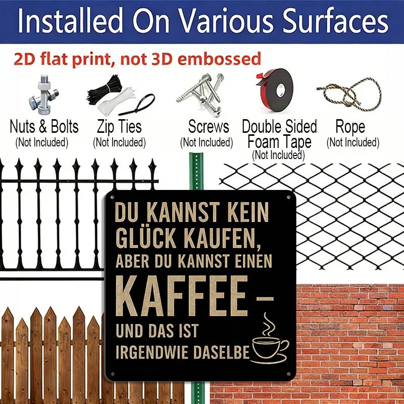 2D Flat, 1pc Vintage Coffee-Themed Metal Wall Sign "Coffee Is Close To Happiness" - Retro Tin Style Plaque Suitable for Home, Office, Cafe, Decor