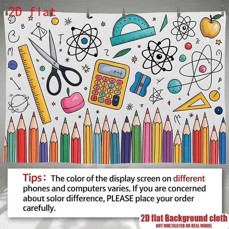 2D Flat Classroom Supplies Doodle Photo Background