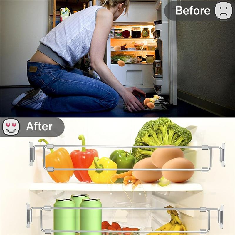 Fridge Storage Rods For RV Kitchen, For RV Corner Shelf Rod, Adjustable 13.98-25.59 Inch,Fridge Bars(2 Packs)