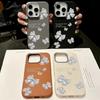 Cute Bowknot Print Leather Texture Slim Magnetic Case For iPhone 16 Pro Max 15 14 Pro 13 12 11 for MagSafe Shockproof TPU Soft Matte Phone Cover