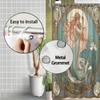 1pc Mermaid Watercolor Style Shower Curtain Bathroom Decor Polyester Fabric with 12 Hooks 70.8x70.8 Inches