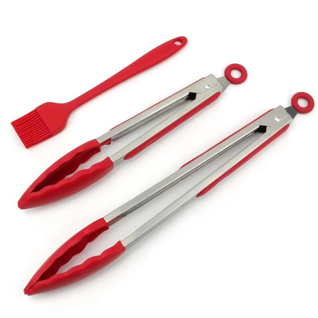 Silicone High-Temperature Resistant Tongs - Ideal for Grilling, Frying, and Bread - Stainless Steel Kitchen Tool