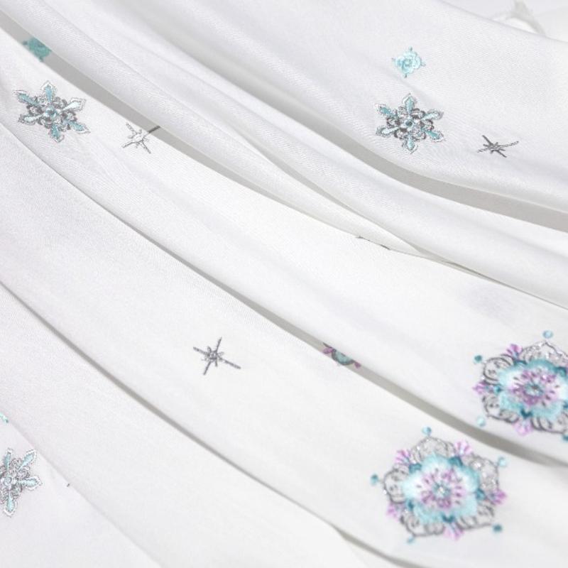 Snowflake Flower Embroidery Fabric DIY Hanfu Ancient Style Cheongsam Summer Skirt Children Clothing Baby Clothe Designer Fabric