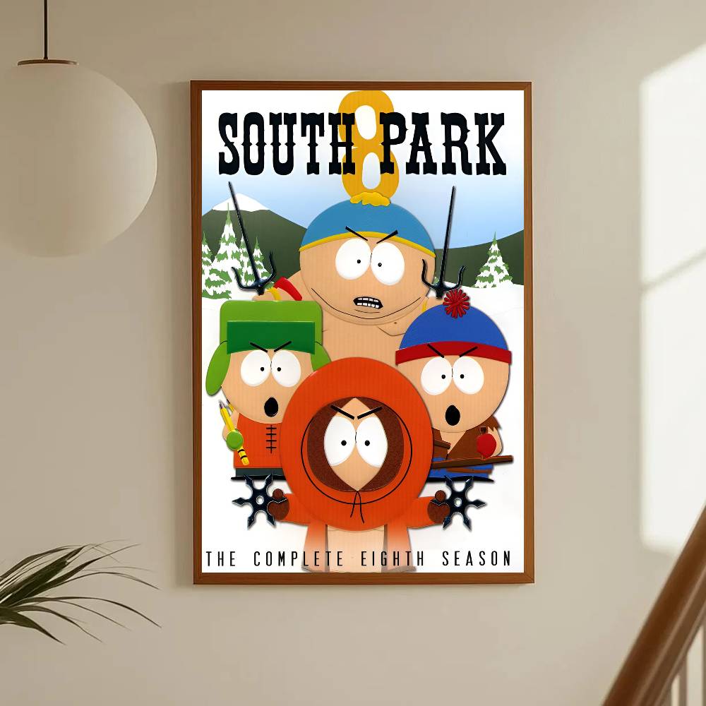 1pc Anime P-Parks Souths Poster Sticker Print Waterproof Wall Art For Living Room Bedroom Home Decor