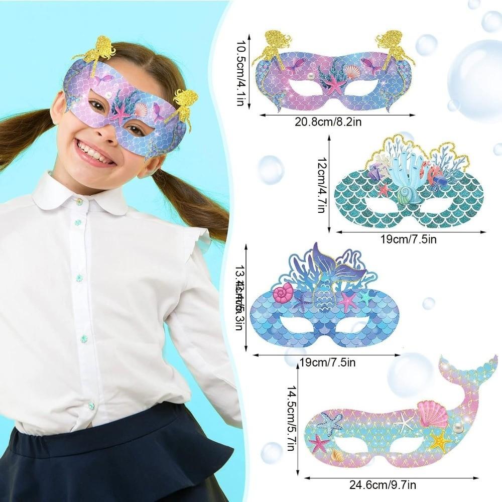 6/8/10/12/16 Pcs Party Supplies Cartoon Mermaid Paper Glasses Paper Colorful Party Masks Animal Paper Masks Birthday Party