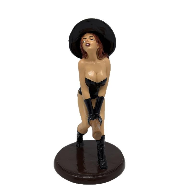 

Gothic Enchantress On Broomstick Figurine Hand-Painted Resin Witch Statue Mystic Seductive Dark Fairy Ornament Collections