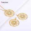 14K Gold Plated Round Sun Charms Brass Inlaid Zircon Sun Pendants For DIY Nacklace Making Jewelry Making Accessories