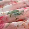 Summer Holiday Organza Gorgeous Flower 2 Piece Set Women Long Lantern Sleeve Shirt Blouse and Elastic Waist A Line Skirt Suit