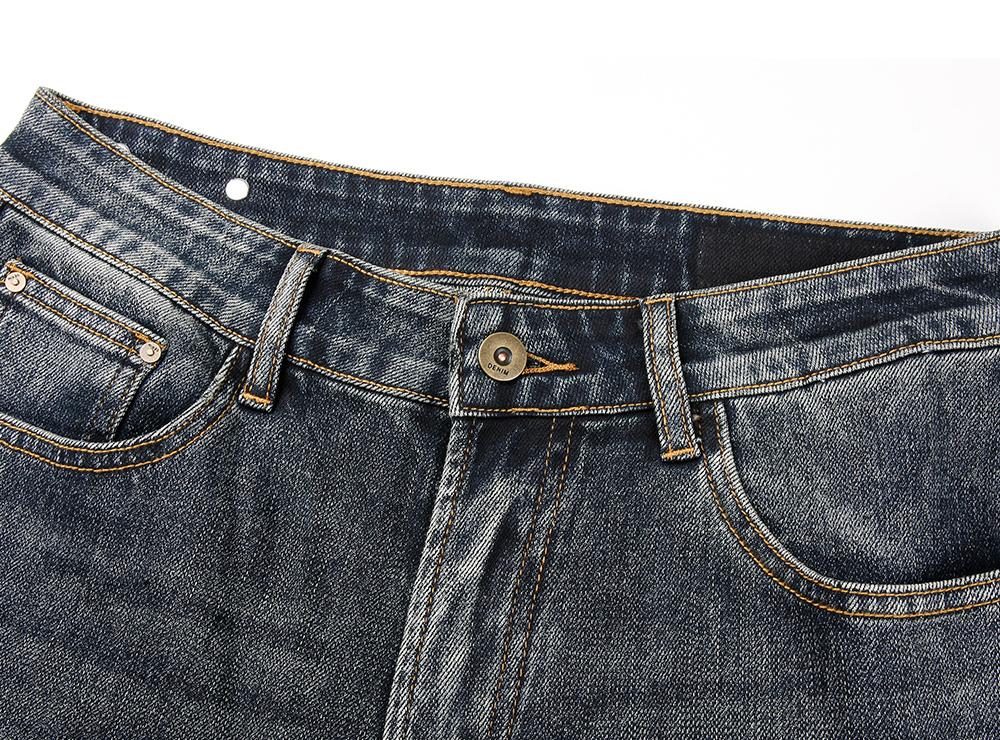 Embroidered Retro Washed Denim Jeans for Men