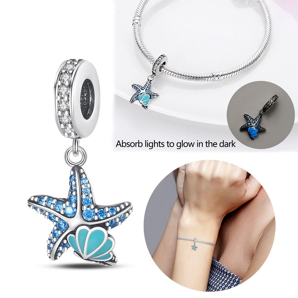 Starfish Shell Luminous Pendant Copper Colors For Charms Copper Colors Original Bracelet For Jewelry Making