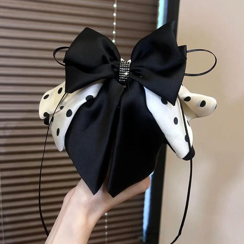 

Акриловый бант, инкрустированный бриллиантами, лента, заколка для волос в горошек, нишевый дизайн, изысканный и универсальный, модные аксессуары для волос класса люкс, женщины