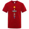 Cosmic Solar System Planets Print Short Sleeve T-Shirt Men  Casual Tee Clothing Loose Oversized Summer Cotton Tops Tshirts