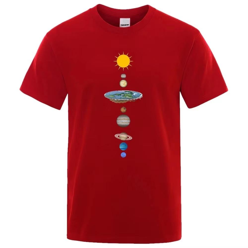 Cosmic Solar System Planets Print Short Sleeve T-Shirt Men  Casual Tee Clothing Loose Oversized Summer Cotton Tops Tshirts