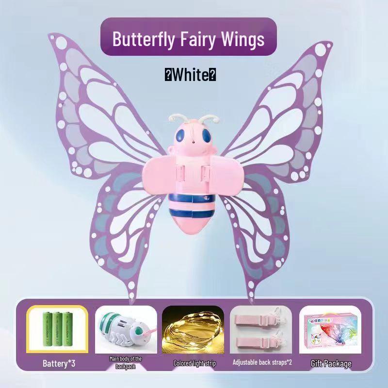 Children's Glowing Electric Butterfly Wings Backpack - Moving Angel Feather Wings Toy