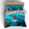 Sailing Decor Set Beach Theme Bedding Set with 1 Duvet Cover 2 Pillowcases Single Double King Queen, Gift