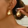 Stainless Steel Chunky Hoop Earrings for Women Girls Gold Color Double Ring Thick Geometric Drop Earrings Statement Jewelry Gift