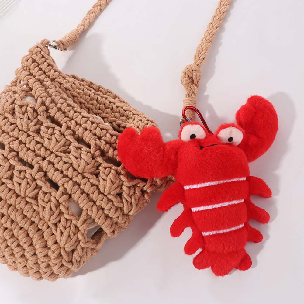 Lobster Plush Doll Keychain Fluffy Animal Bag Pendant Cute Ocean Animal Coin Purse  Birthday Gift