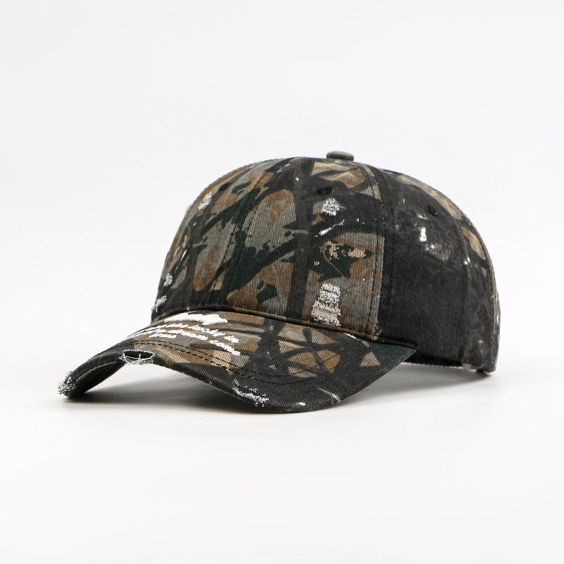 Ripped personalized retro baseball cap women's trendy hip-hop versatile soft top curved brim baseball cap men's new hat