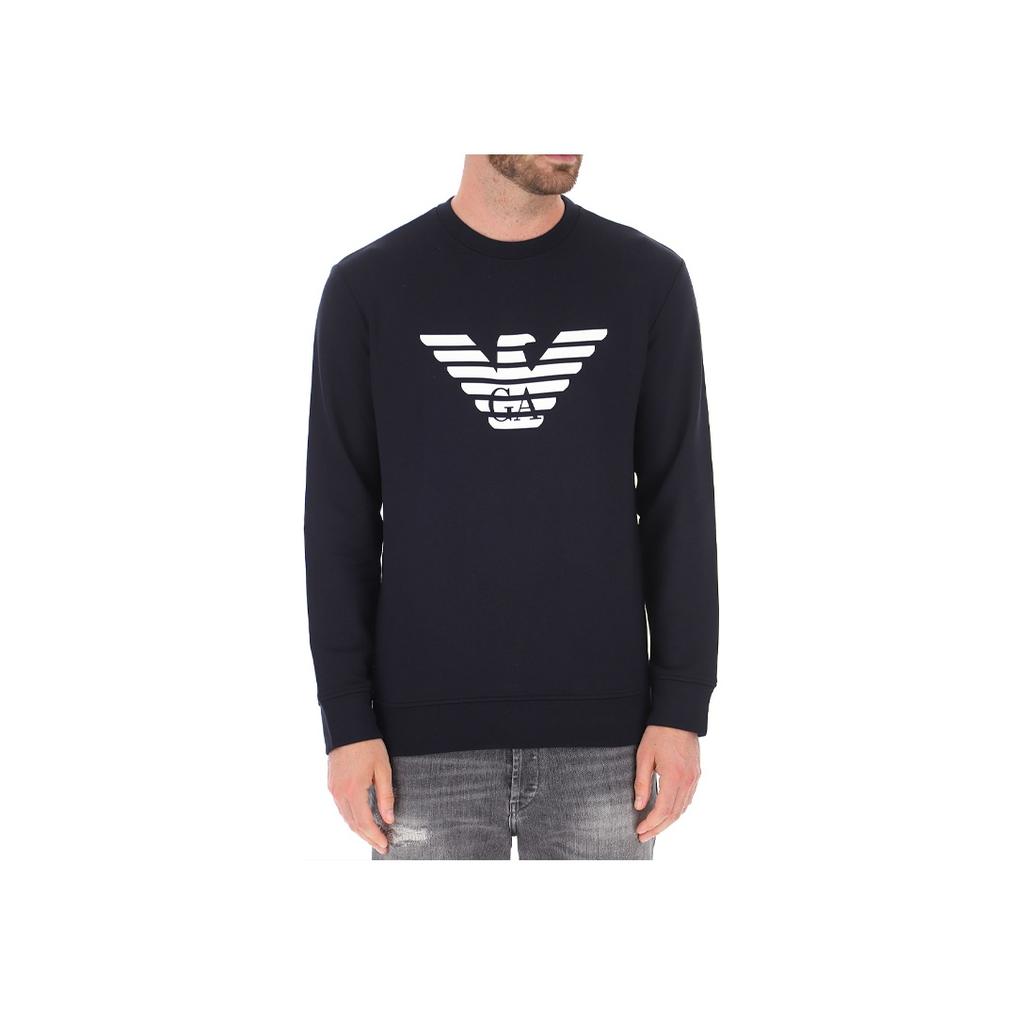 Emporio Armani Logo Print Pullover Sweatshirt Men Sweatshirts Dark-Blue 8N1MR6-1JRIZ-F904