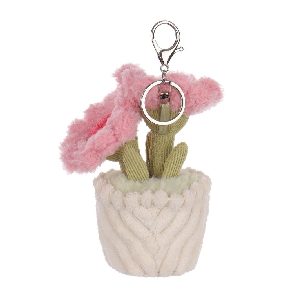 Potted Sunflower Cute Soft Animal Keychain Plush Suitable for Men and 15cm [Apricot Lamb] Toy, Women, Backpack, Wallet,