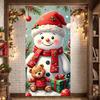 2025 Christmas Outdoor Decoration Cartoon Santa Snowman Elk Door Cover Pink Red Theme Door Lining Banner for 2026 New Year Decor